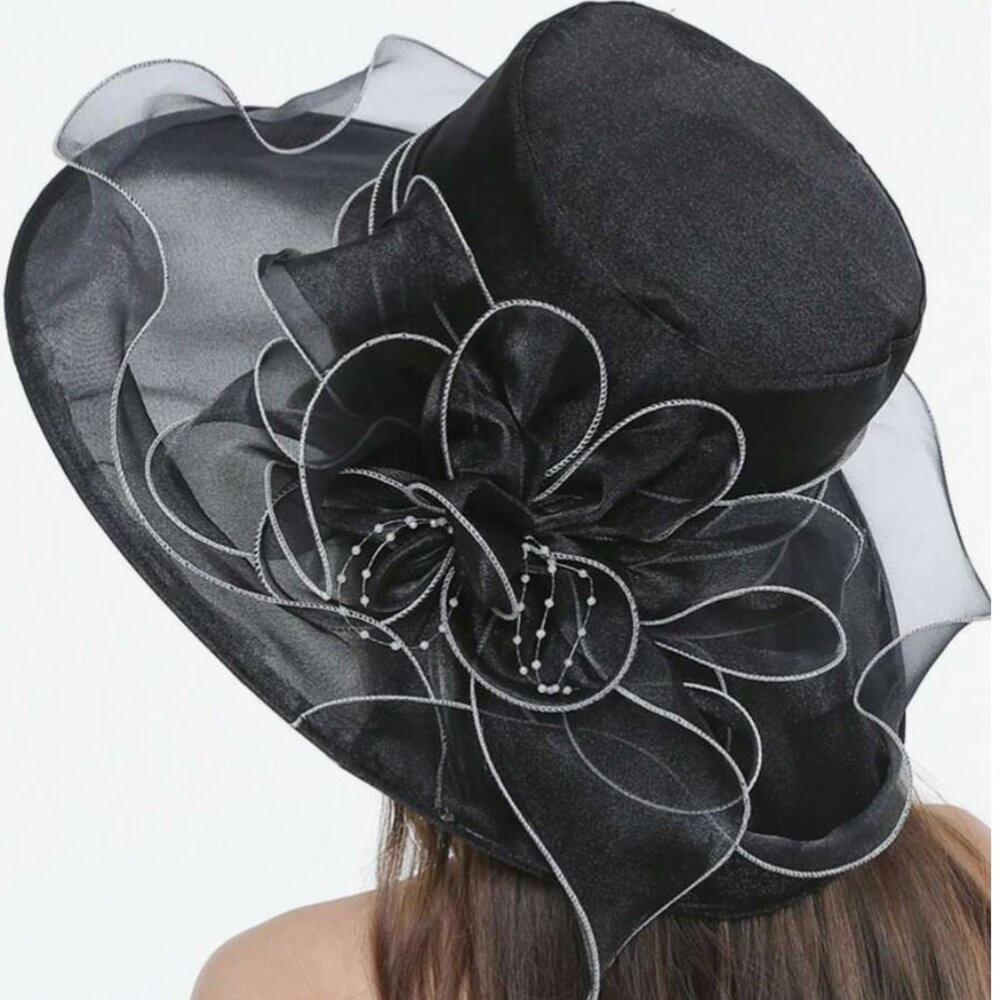 🖤 Sheer Black 🖤 Derby Day Hat - Picture 2 of 7